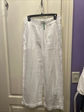 GAP NWT White Wide-Leg Linen Blend Pants